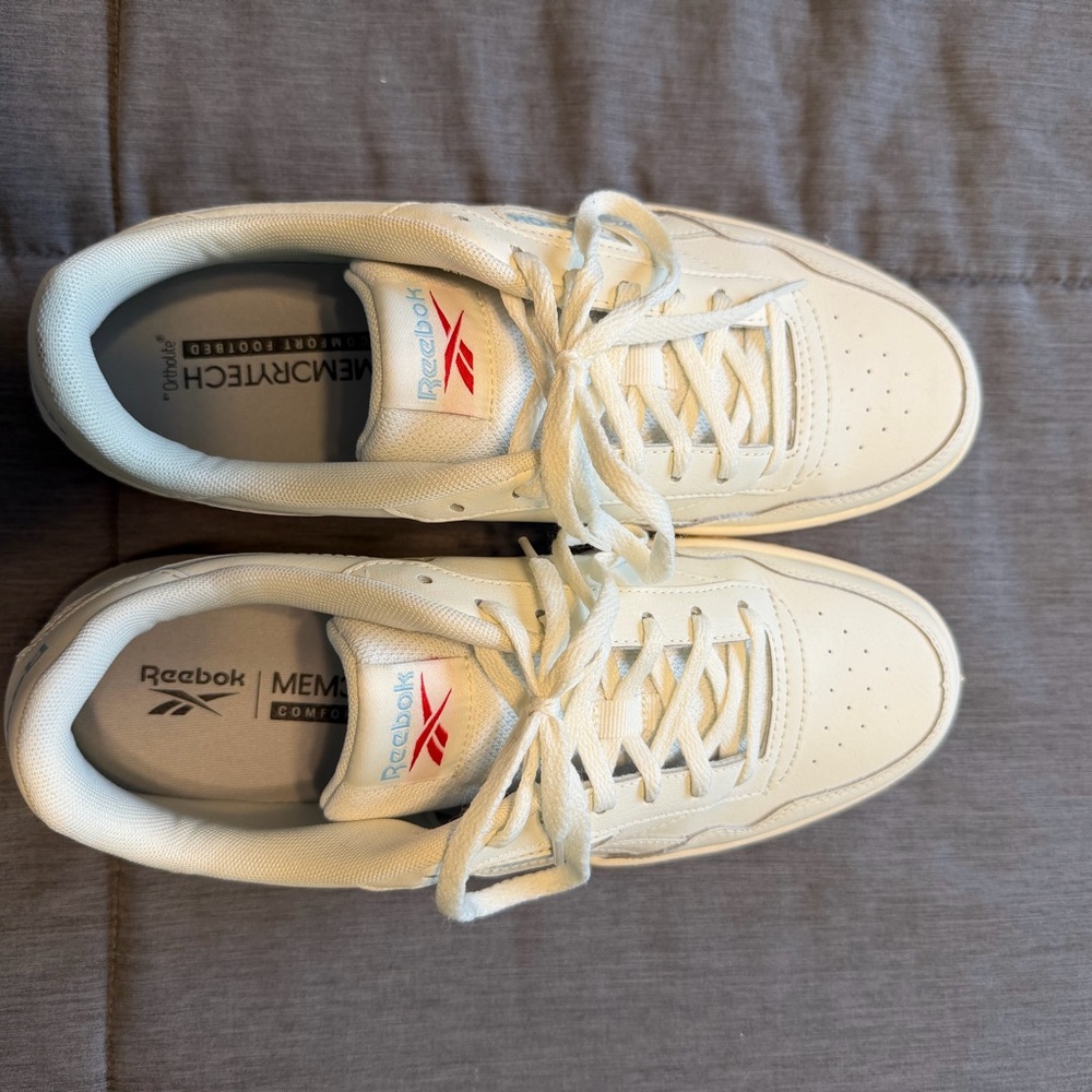 Reebok Women's Cream Sneakers with Red Logo